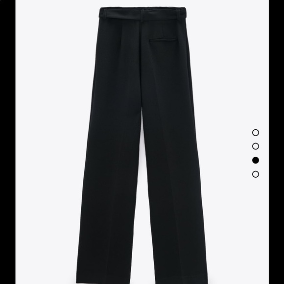 Zara Black Belted Texture High Waisted Pants - Picture 4 of 8